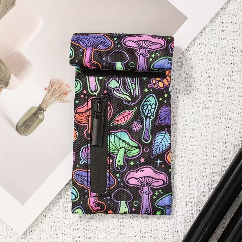 Estuche Smell Proof con Velcro Hongos Psicodélicos