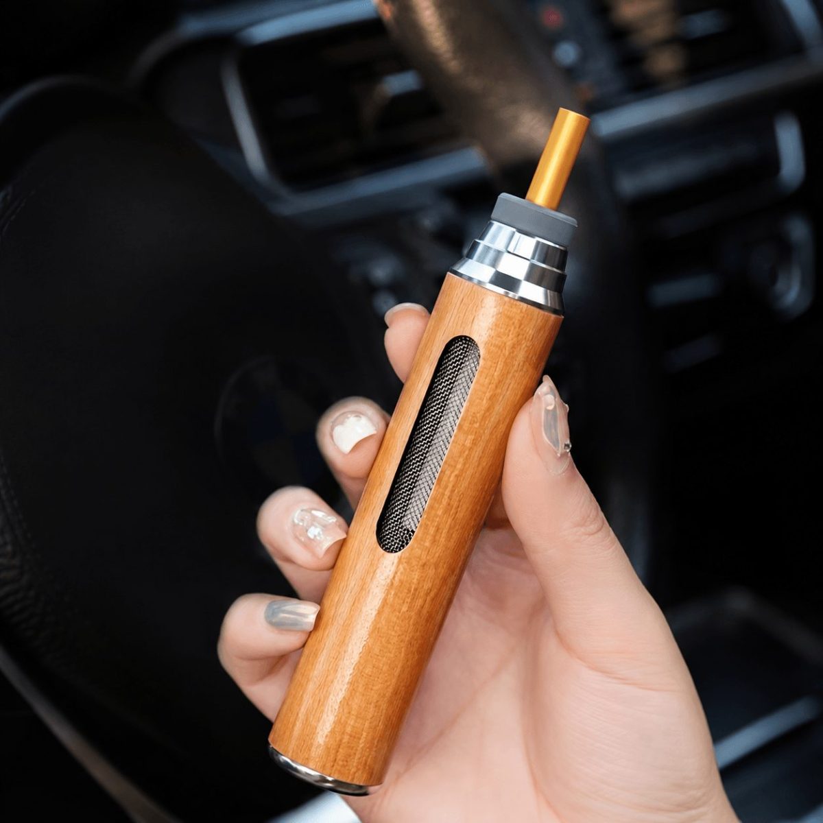 Cenicero Portátil de Madera para Auto