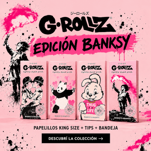 Papelillos G-Rollz King Size + Tips + Bandeja edición Banksy
